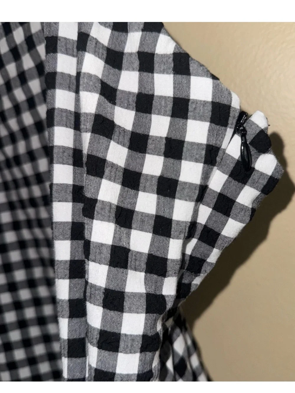 Anthropologie Black White Gingham Apron Style Mini Dress Size L NWOT!